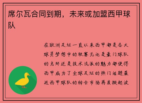 席尔瓦合同到期，未来或加盟西甲球队